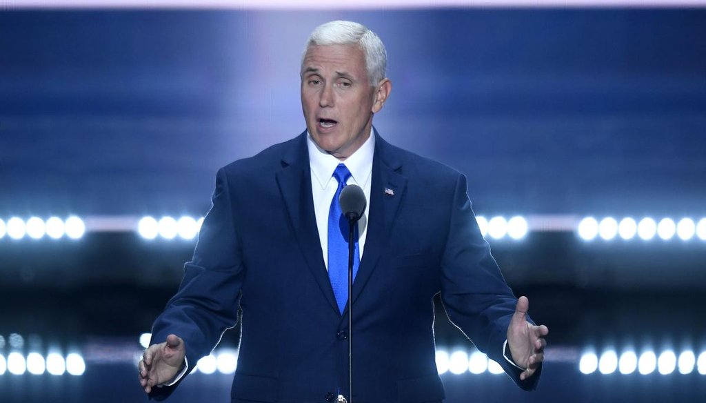 Republican vice presidential nominee Mike Pence speaks on the third day of the Republican National Convention in Cleveland on July 20, 2016. (TNS)