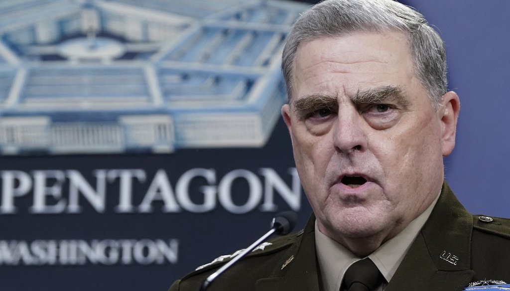 Chairman of the Joint Chiefs of Staff Gen. Mark Milley speaks during a briefing at the Pentagon in Washington. (AP Photo/Susan Walsh)