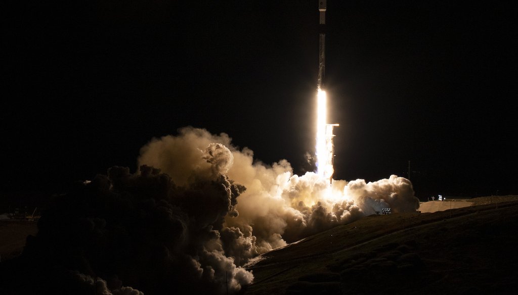 A SpaceX rocket carrying the Surface Water and Ocean Topography satellite lifts off from Vandenberg Space Force Base in California on Dec. 16, 2022. (NASA via AP)