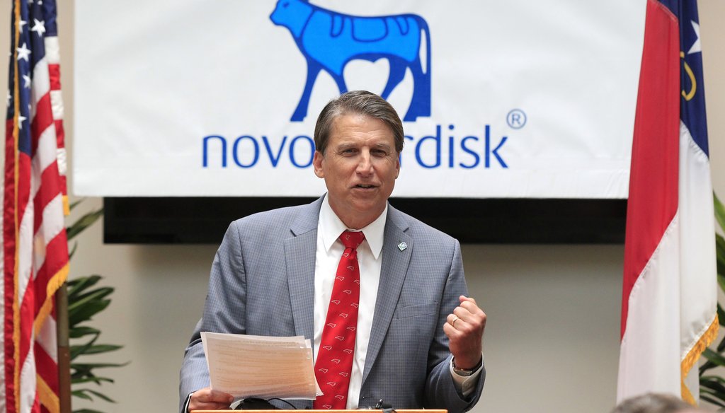 Gov. Pat McCrory announces a billion-dollar expansion of a Novo Nordisk pharmaceutical plant in August, 2015