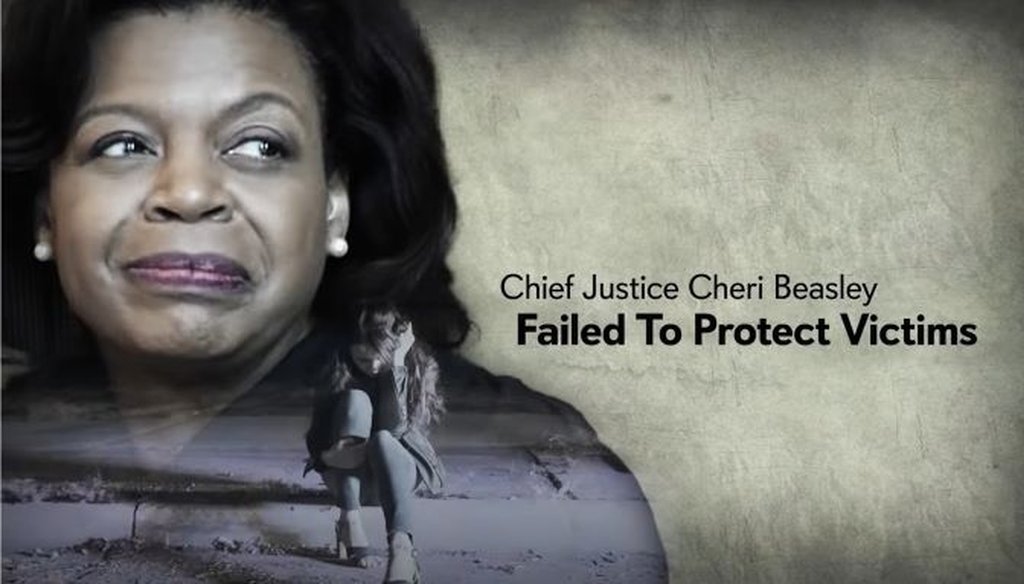 A new NRSC ad claims Democratic U.S. Senate candidate Cheri Beasley, a former chief justice of the state Supreme Court, "vacated" a man's death sentence and "threw out" an indictment in a child assault case.