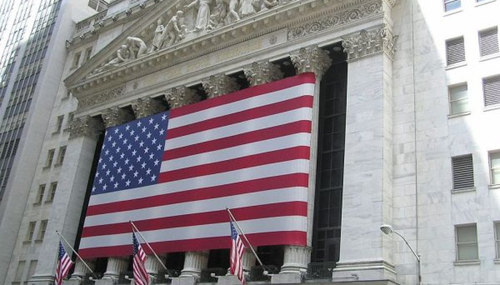 A view of the New York Stock Exchange from Wall Street. (Wikimedia Commons)
