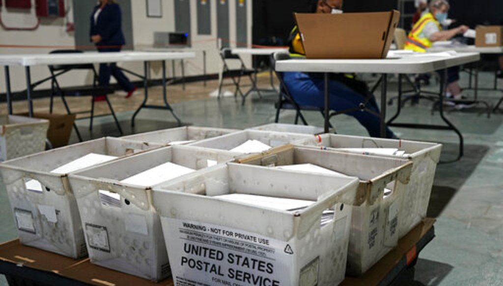 Workers prepare absentee ballots for mailing at the Wake County Board of Elections in Raleigh, N.C., Sept. 3, 2020. (AP)