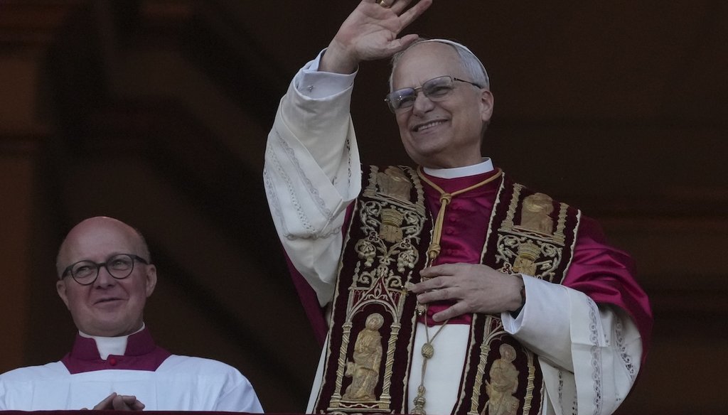 Newly elected Pope Leo XIV appears at the balcony of St. Peter's Basilica at the Vatican, May 8, 2025. (AP)