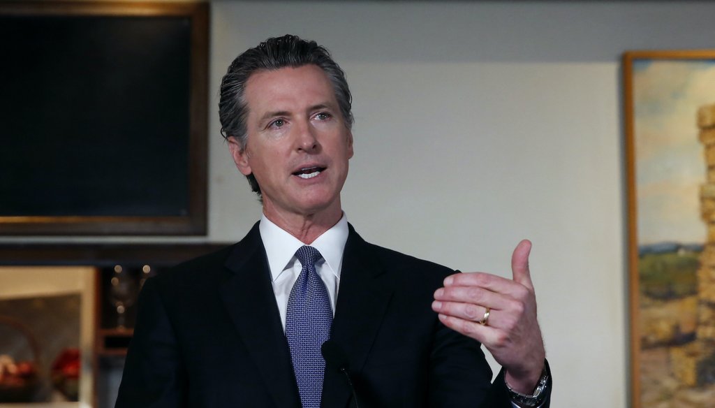 California Gov. Gavin Newsom gives a coronavirus update from Mustards Grill in Napa, Calif., on May 18, 2020. (AP/Pedroncelli)