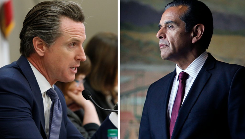 California Lt. Gov. Gavin Newsom (left) and former Los Angeles Mayor Antonio Villaraigosa, both Democrats, are competing in the 2018 California governor’s race. 