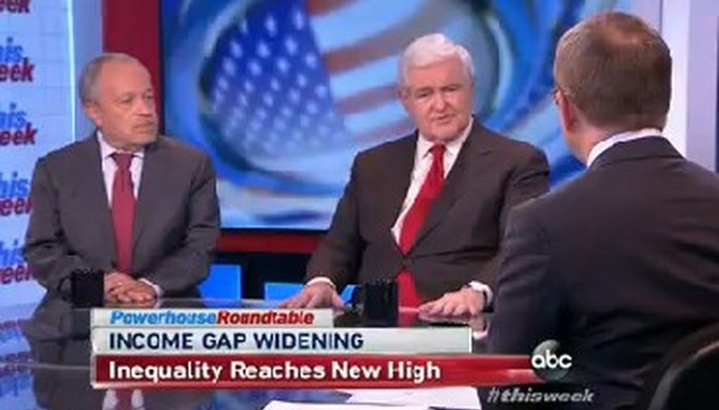 Newt Gingrich appeared on ABC's "This Week" on Dec. 15, 2013.