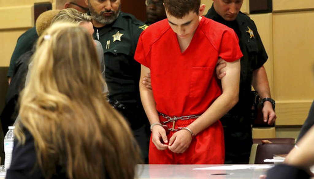 Nikolas Cruz appears in court for a hearing before Broward Circuit Judge Elizabeth Scherer Monday, Feb. 19, 2018, in Fort Lauderdale, Fla. Cruz is facing 17 charges of premeditated murder in the mass shooting at Marjory Stoneman Douglas High School. (AP)