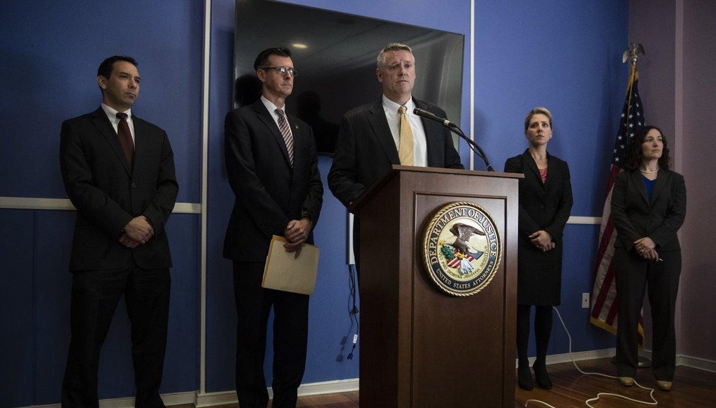 Acting U.S. Attorney William E. Fitzpatrick announced the charges against Frank Nucera Jr. at a press release. (AP)