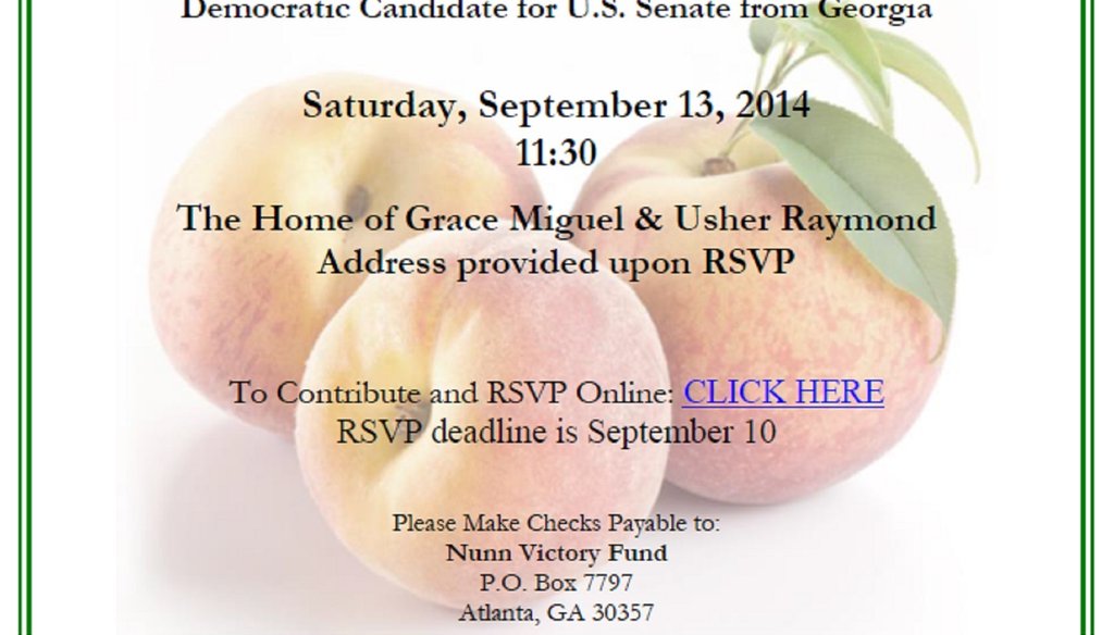 Invitation to Michelle Nunn's fundraiser featuring President Bill Clinton