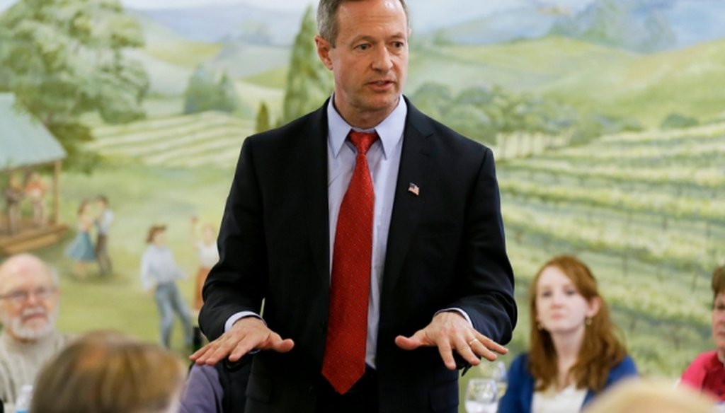 Former Maryland Gov. Martin O'Malley, a possible contender for the Democratic presidential nomination, speaks during a visit to Indianola, Iowa. Iowa has the nation's first presidential caucuses in 2016.