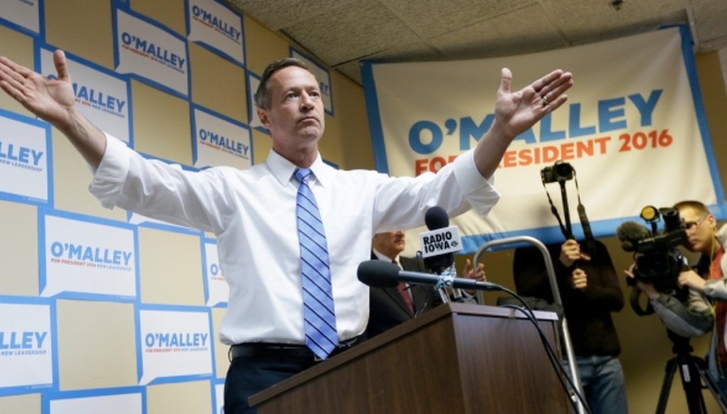 Democratic presidential candidate Martin O'Malley speaks to supporters at his campaign headquarters in Des Moines, Iowa, on May 30, 2015.