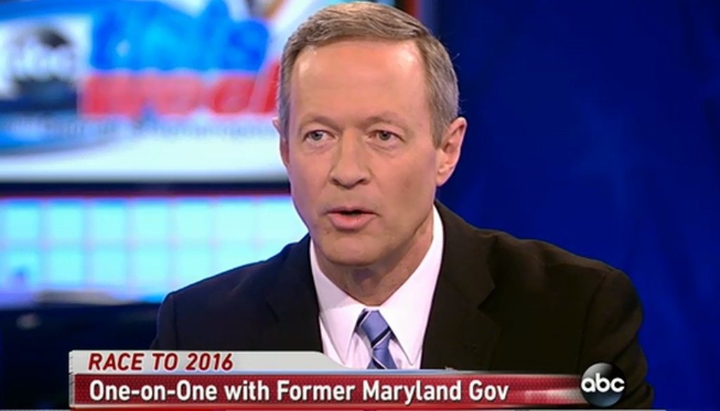 Former Maryland Gov. Martin O'Malley appeared on ABC's "This Week." Was his claim about wages accurate? We took a closer look.