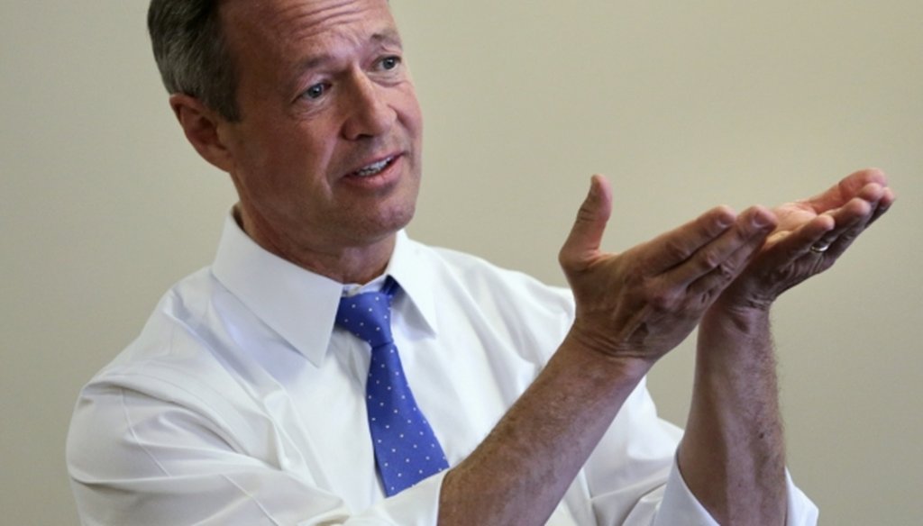Democratic presidential candidate Martin O'Malley gestures during a campaign stop at at the Timberland apparel company in Stratham, N.H., on Jan. 21, 2016. (AP/Charles Krupa)