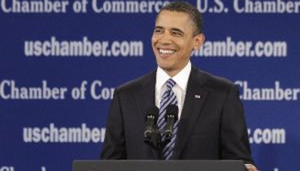 President Barack Obama speaks at the U.S. Chamber of Commerce in Washington, Monday, Feb. 7, 2011.