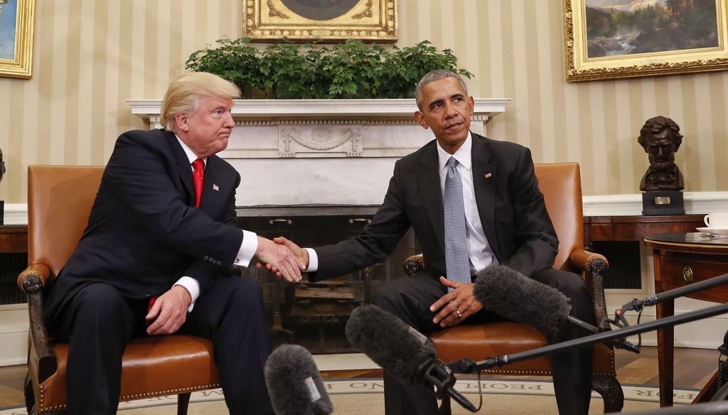 Donald Trump and Barack Obama meet at the White House on Nov. 10, 2016.