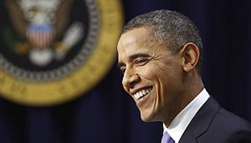 President Barack Obama smiles during a news conference after START ratification on Wednesday.
