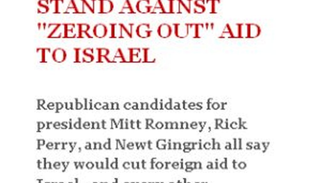 Barack Obama's re-election campaign has criticized the records of some of the Republican presidential candidates on funding for Israel. How accurate is the charge?