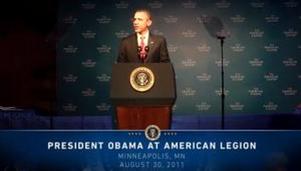 President Barack Obama addressed the 93rd Annual Conference of the American Legion on Aug. 30, 2011.
