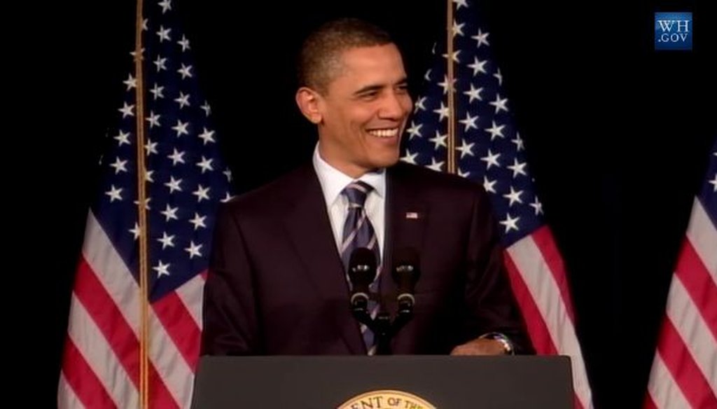 President Barack Obama gave a speech on fiscal policy at George Washington University on April 13, 2011.