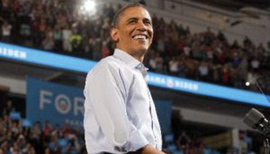 President Barack Obama speaks during a campaign rally at the Value City Arena in Columbus, Ohio, on May 5, 2012.