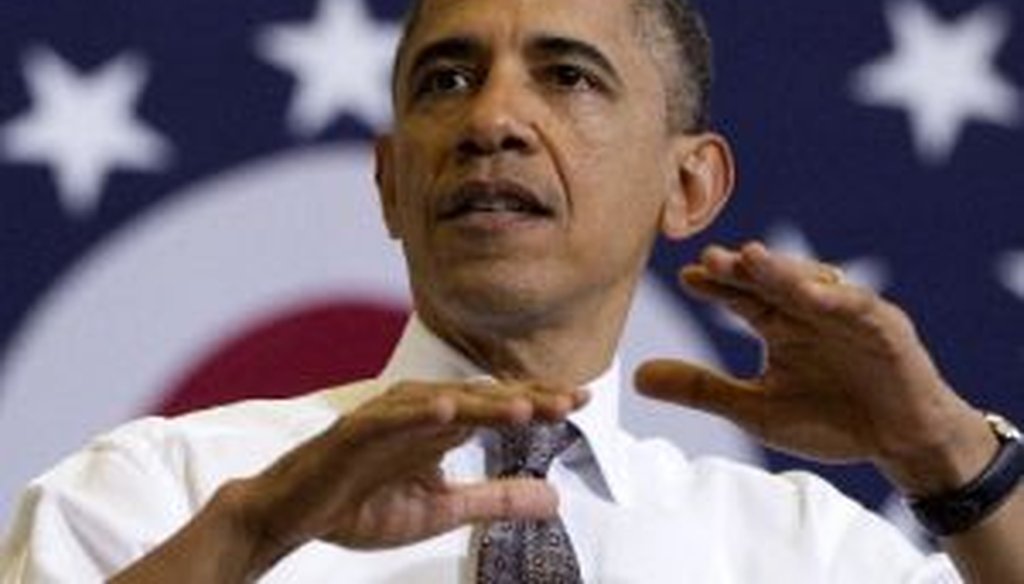 President Barack Obama speaks at Lorain County Community College in Elyria, Ohio.