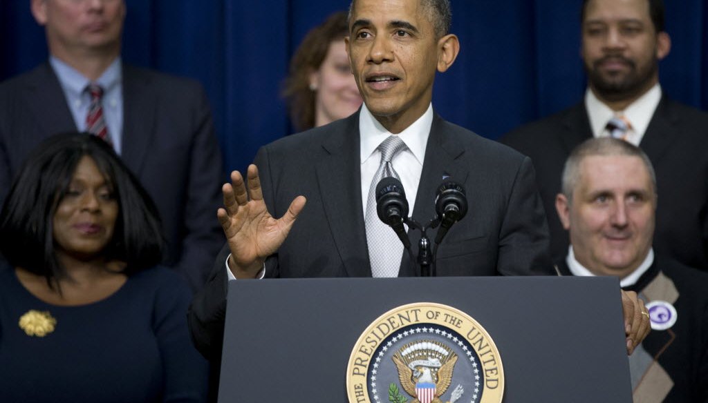 President Barack Obama spoke about his health care law on Dec. 3, 2013, two days before U.S. Sen. Ron Johnson made a claim about the law and what's happened to health insurance premiums.