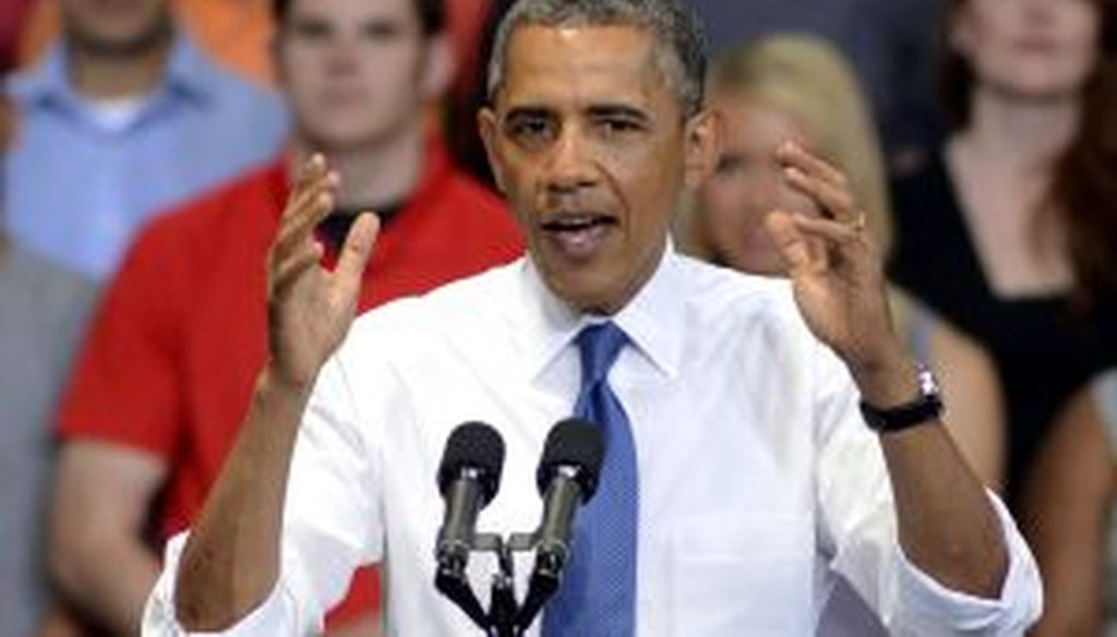 President Barack Obama speaks at an Amazon distribution center in Chattanooga, Tenn., on July 30, 2013.