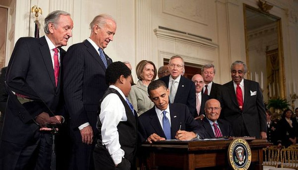 Barack Obama signing the Affordable Care Act at the White House in 2010. (Wikimedia Commons)