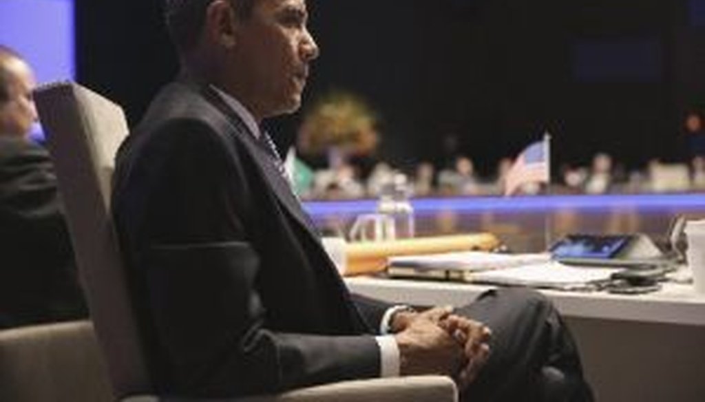 President Barack Obama at The Hague, the Netherlands. He sought to rally the international community Monday around efforts to isolate Russia following its incursion into Ukraine. (AP photo)