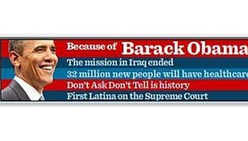 An ad from the Obama campaign cites some accomplishments since he took office.