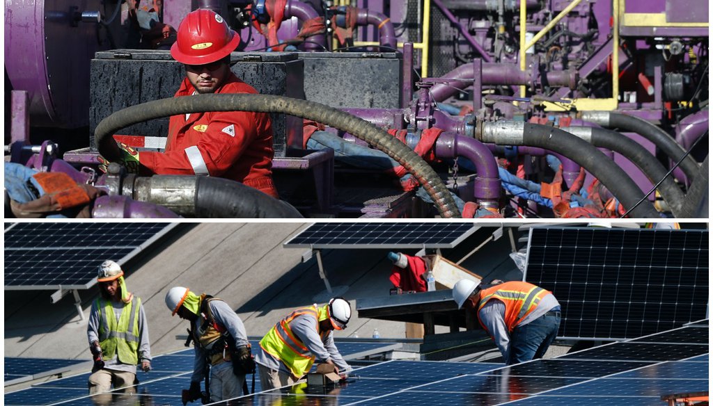 President Joe Biden aims to promote renewable energy, but many in the fossil fuel sector fear that will come at their expense. (AP Photo/Brennan Linsley/Richard Vogel)