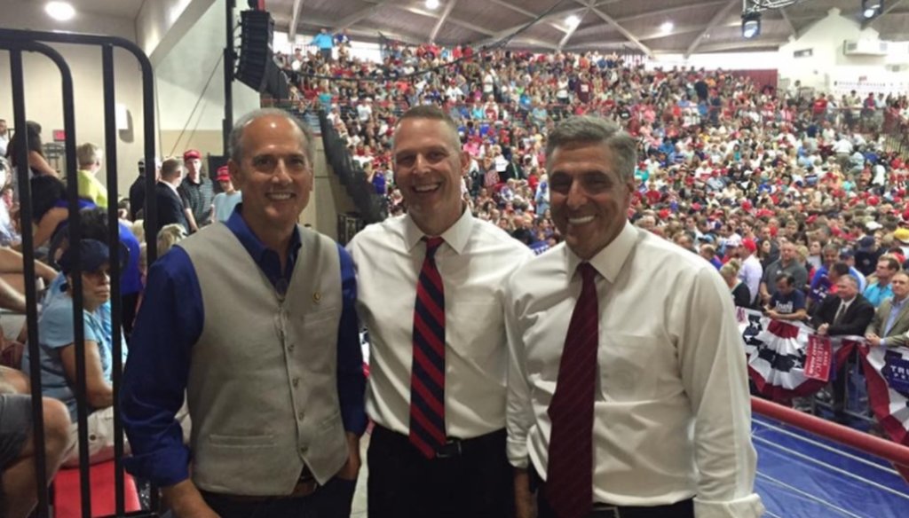 From left to right: PA Congressman Tom Marino, PA Congressman Scott Perry and PA Congressman Lou Barletta at a Donald Trump rally. FACEBOOK