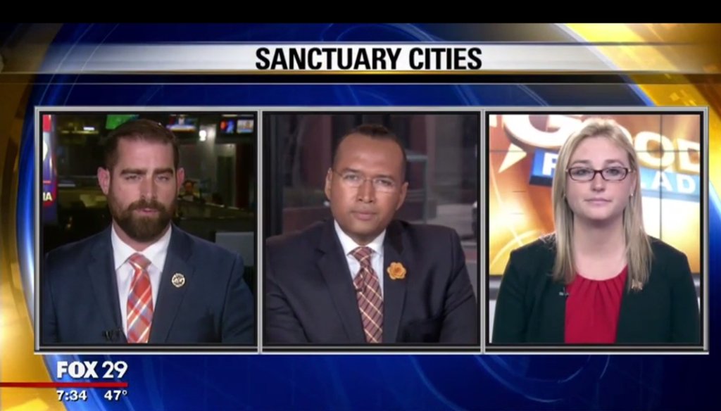Martina White and Brian Sims debated sanctuary cities on Fox 29 in March.