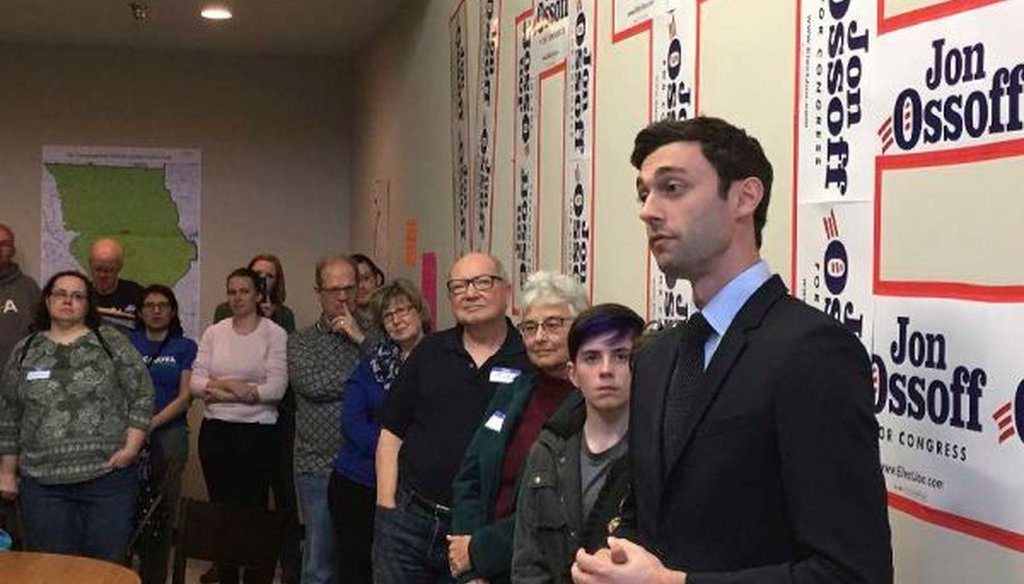 Georgia Democratic congressional candidate Jon Ossoff speaks to volunteers in his Cobb County campaign office on March 11, 2017. (AP/Bill Barrow)