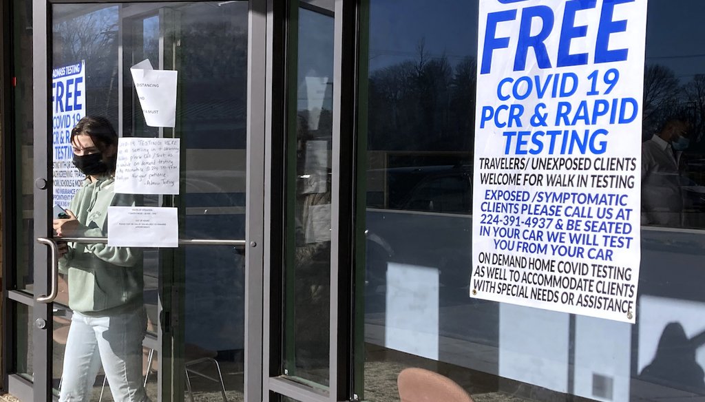 People leave a free COVID-19 PCR testing site in Glenview, Illinois. (AP)