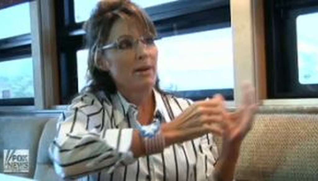 Former Alaska Gov. Sarah Palin was interviewed by Fox News' Greta Van Susteren during her bus trip. We checked a claim Palin made about the federal debt during this interview.