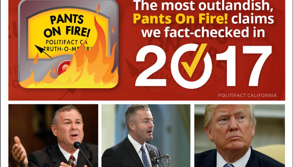 PolitiFact California rated six claims Pants On Fire, our most severe rating, in 2017. 