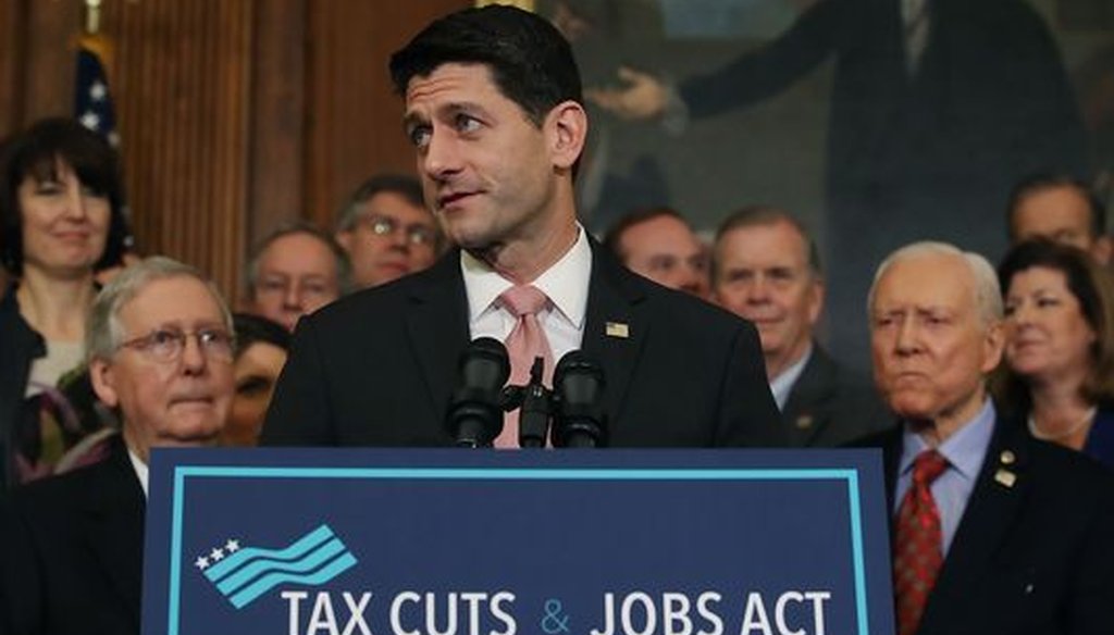 Republican U.S. House Speaker Paul Ryan warns that Democrats will take away benefits he says Americans are getting from federal tax reform approved in December 2017. (Getty Images)
