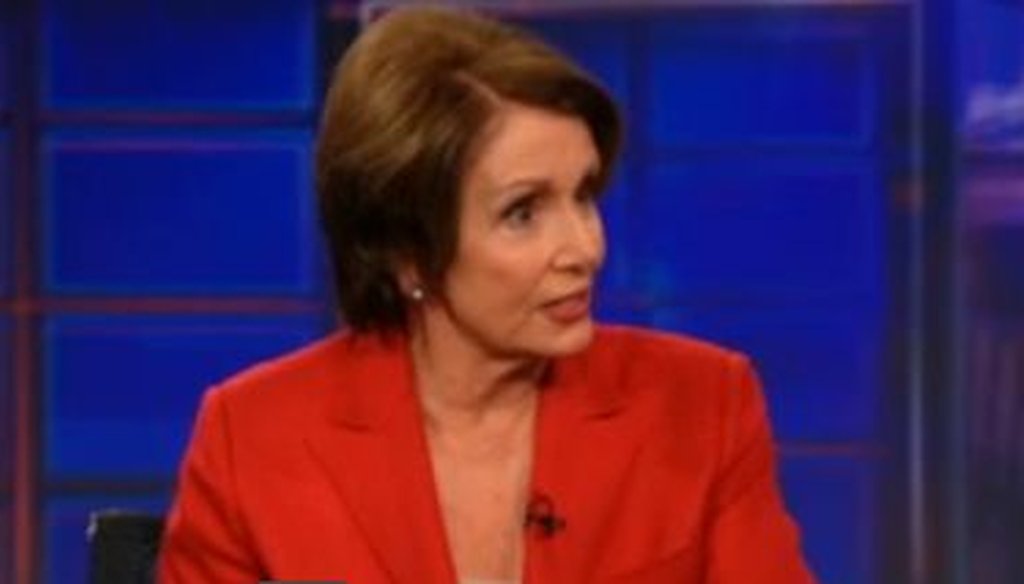 House Minority Leader Nancy Pelosi appeared as Jon Stewart's guest on The Daily Show on Nov. 9, 2011.