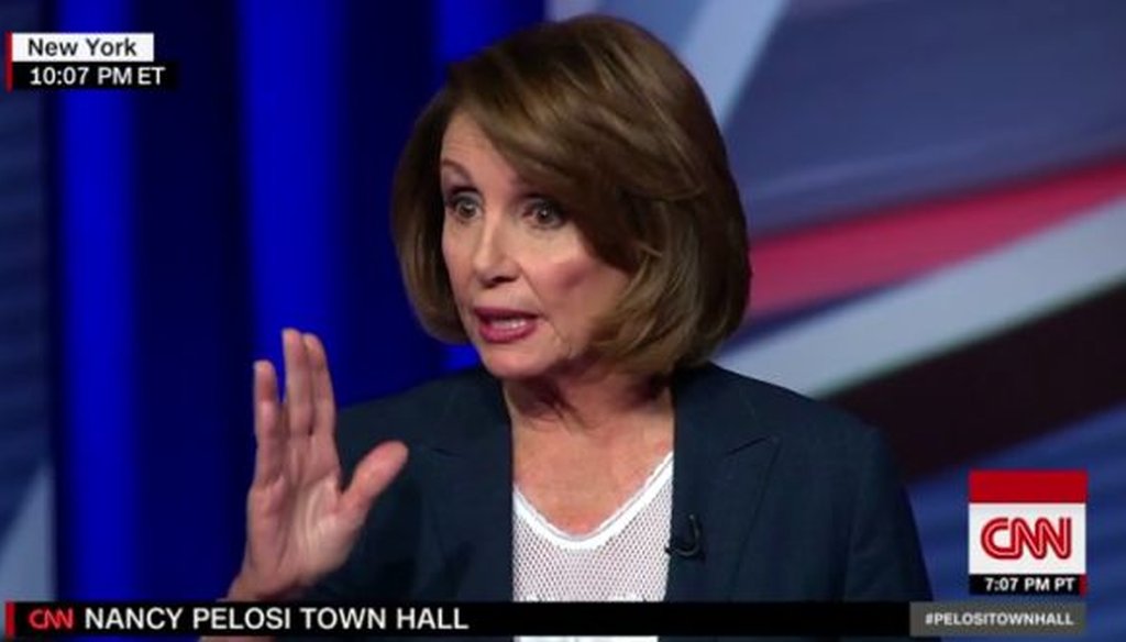 House Minority leader Nancy Pelosi sat for a town hall on CNN on Jan. 31, 2017.