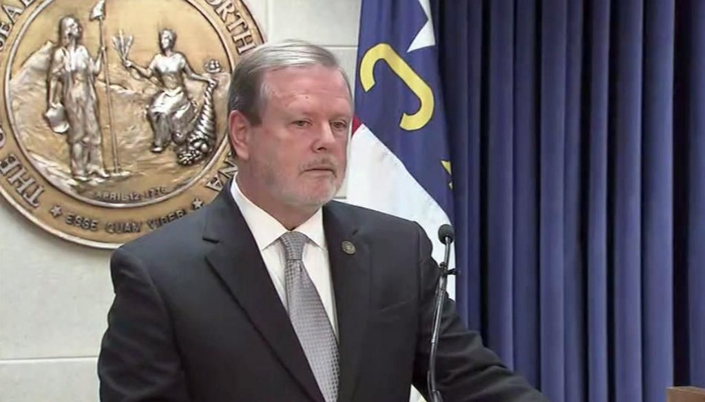 North Carolina Senate Leader Phil Berger at a press conference in Raleigh in 2019.