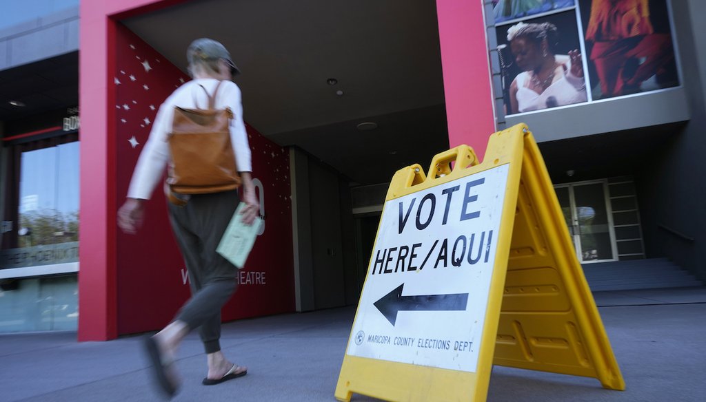A voter arrives to vote at the Phoenix Art Museum on election day in Maricopa County, Arizona Nov. 8, 2022. (AP)