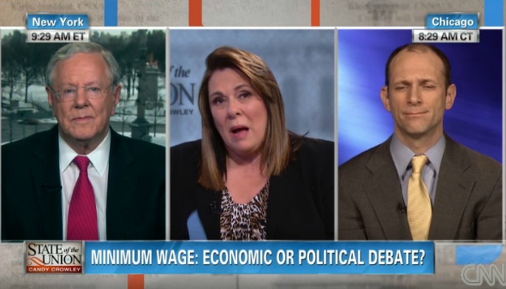 Steve Forbes and Austan Goolsbee talked about the minimum wage on CNN's "State of the Union" with host Candy Crowley.