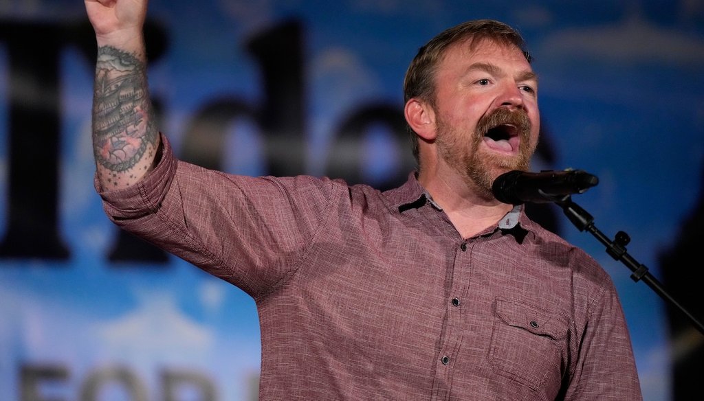 Graham Platner, Democratic candidate for U.S. Senate, speaks at a campaign event June 5, 2026, in Bar Harbor, Maine. (AP)