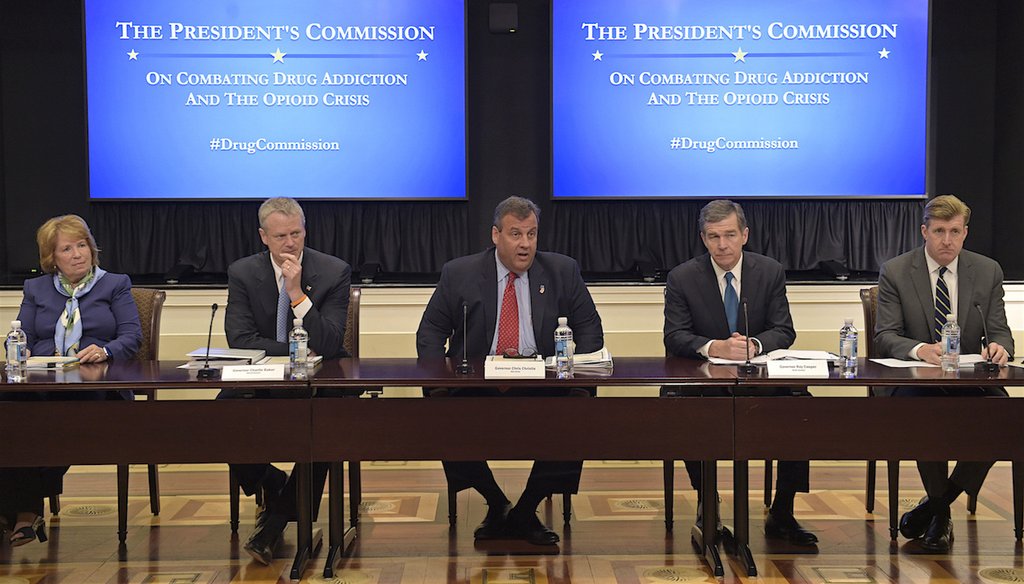The President's Commission on Combating Drug Addiction and the Opioid Crisis met for the first time on June, 16, 2017. (AP photo/Susan Walsh)