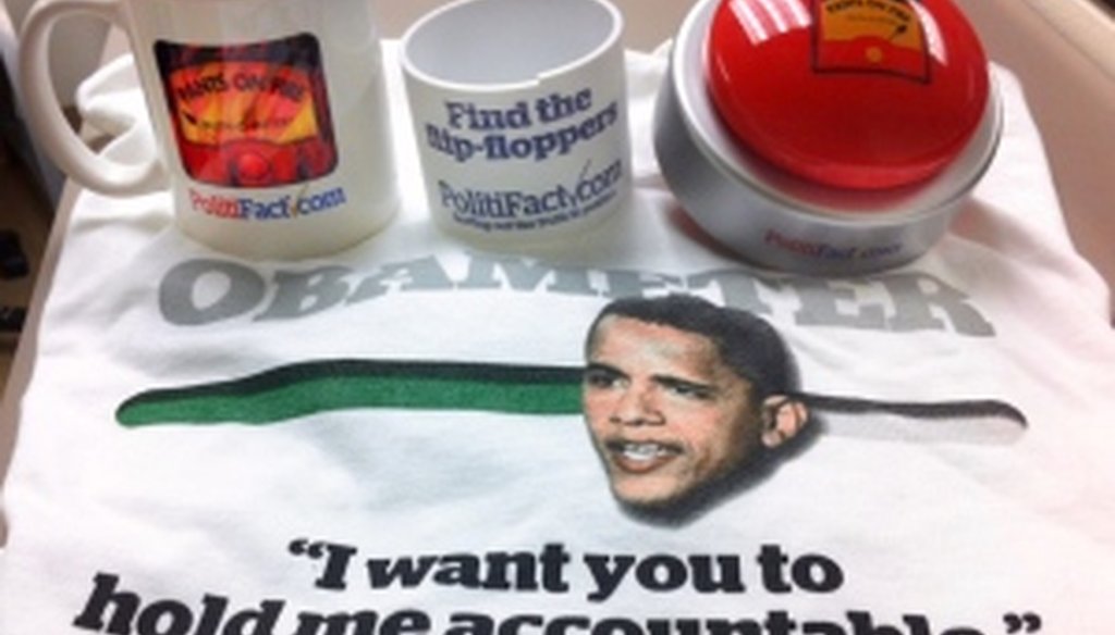 Alan Leiby, the winner of our 10,000th Truth-O-Meter Contest, will receive this PolitiFact prize pack that is worth dozens of dollars!