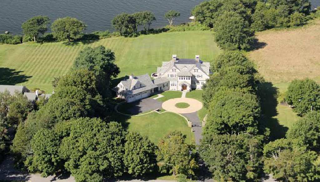 An aerial view of a house on Poppasquash Point, in Bristol, R.I. (Courtesty Gustave White Sotheby's International Realty.)