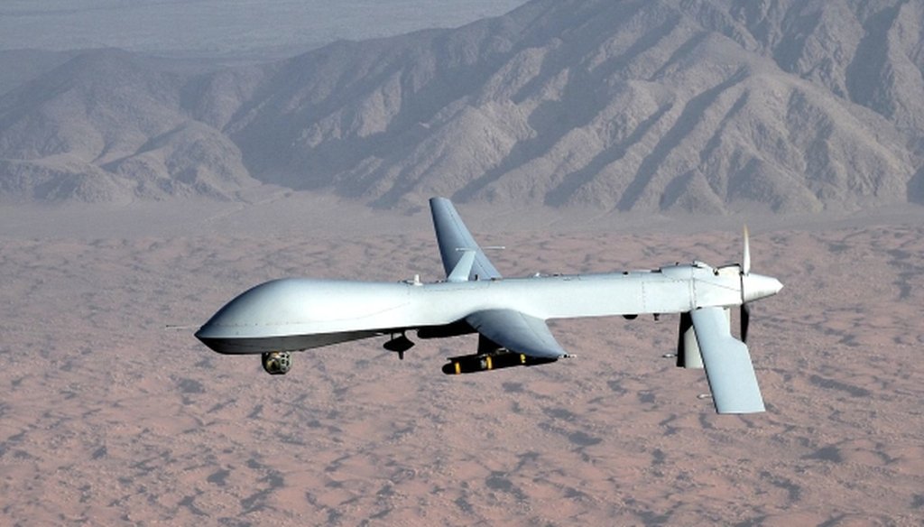 An MQ-1 Predator unmanned aircraft, which can be used to target terrorists overseas. (U.S. Air Force/Lt. Col. Leslie Pratt)