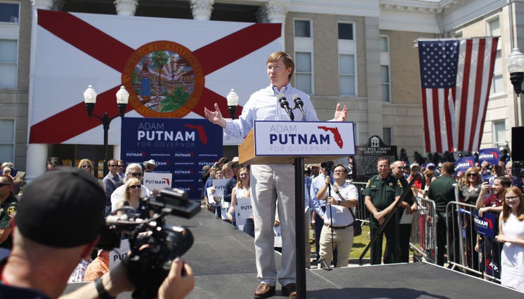 Florida Agriculture Commissioner Adam Putnam announced for governor at the old Polk County Courthouse in Bartow May 10, 2017. (Tampa Bay Times)